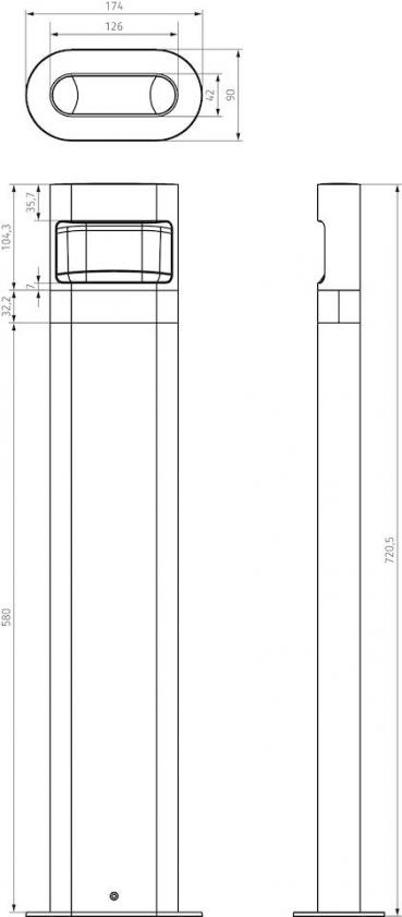 Theben theLeda D B plus AL LED-Pollerleuchte mit Bewegungsmelder, PIR; 8,5 Watt, 760 lm (1020906)