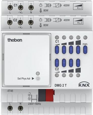 ARDEBO.de Theben DMG 2 T KNX 2-fach Universaldimmaktor, MIX2, 4,5 Watt (4930270)