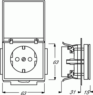 Busch-Jaeger 20 EUKB-885 SCHUKO Steckdosen-Einsatz mit Klappdeckel und erhöhtem Berührungsschutz, future linear, schwarz matt (2CKA002018A1523)