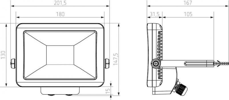 Theben theLeda B20L BK LED-Strahler, 1400 lm, IP 65, schwarz (1020684)