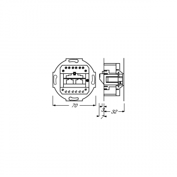 Busch-Jaeger 0214 UAE-Anschlussdose mit Schrägauslass, 2 parallel geschaltete Steckbuchsen, 2x8 (8)-polig (2CKA000230A0235)