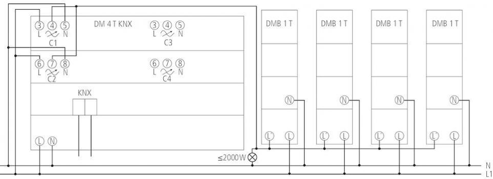 Theben DM 4 T KNX 4-fach Universaldimmaktor, FIX 2 (4940275)