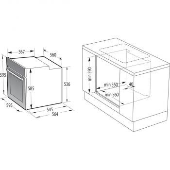 Gorenje Black Set 4 Einbau-Herdset mit Glaskeramikkochfeld (BCX6737E05BG+ECD634X), 60cm breit, Heißluft mit Dampf, Pizza Funktion, Edelstahl/Schwarz