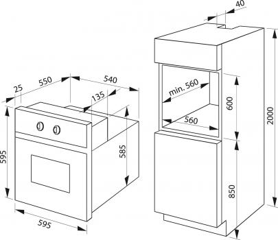 Amica EB 944 100 E EEK: A Einbaubackofen, 60 cm breit, 65 L, Aqualytic Reinigung, Heißluft, 11 Backofenfunktionen, CoolDoor3, SoftClose, edelstahl