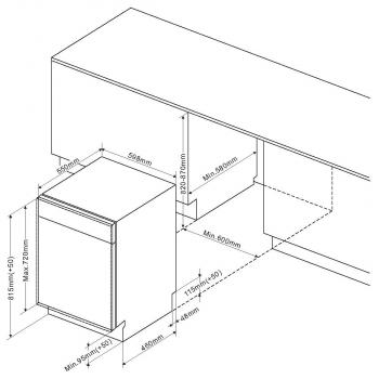 Amica EGSPV 597 201 Vollintegrierter Geschirrspüler, 60 cm breit, 12 Maßgedecke, 5 Spülprogramme, Startzeitvorwahl