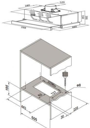 Exquisit FSH 61-2 EEK: D Auszug-Dunstabzugshaube, 60 cm breit, Abluft/Umluft, inox