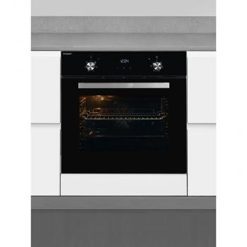 Exquisit EBE657-U-020 Einbaubackofen, 60 cm breit, 59L, Timer, 6 Funktionen, Grill, Kühlventilator, Schwarz