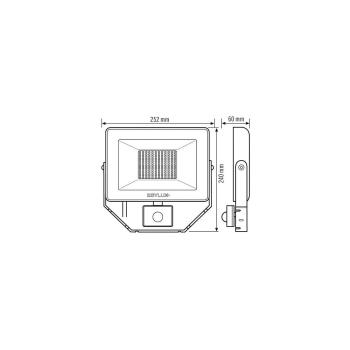 Esylux EL10810770 LED Strahler AFL BASIC LED 50W, 5000lm, 4000K, IP65, mit Bewegungsmelder, schwarz