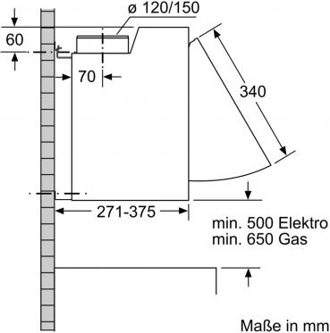 Siemens LE66MAC00 iQ100 EEK: B Zwischenbauhaube, 60 cm breit, Ab-/Umluft, silber