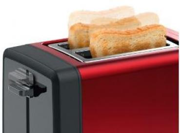 Bosch TAT4P424DE Kompakt Toaster, 970W, Auftau- und Aufwärmfunktion, Gleichmäßiges Röstbild, DesignLine, Rot