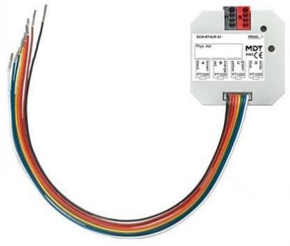 ARDEBO.de MDT SCN-RT4UP.01 Temperaturregler/-sensor 4-fach Unterputzgerät, Eingänge für PT1000 Fühler bis 12m Länge