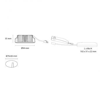 SG Leuchten Downlight UniLED IsoSafe Airtight weiß 630lm 3000K Ra 98 Phasenabschnittsdimmung, 7W, weiß (904321)