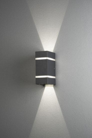 Konstsmide Cremona LED-Wandleuchte, 230-240V, 2x3W, 3000K, anthrazit grau (7998-370)