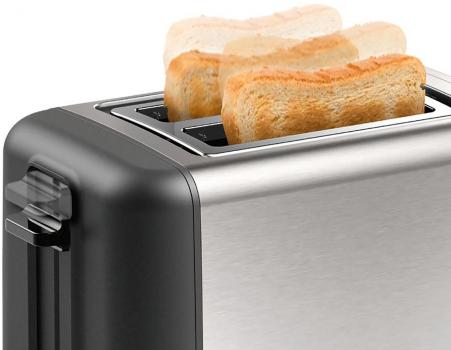 Bosch TAT3P420DE Kompakt Toaster, 2 Scheiben, 970W, DesignLine, Auftau- und Aufwärmfunktion, Gleichmäßiges Röstbild, Edelstahl