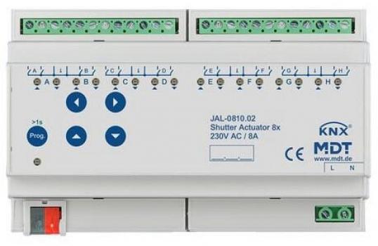 ARDEBO.de MDT JAL-0810.02 Jalousieaktor 8-fach, REG, 10A, für Motoren 230VAC bis 600W