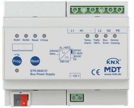 ARDEBO.de MDT STR-0640.01 Redundante Busspannungsversorgung mit Diagnosefunktion, 6 Teilungseinheiten REG, 640mA