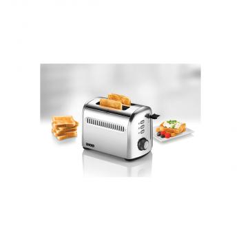 Unold 38326 2er Retro Toaster, 790-950W, Brötchenaufsatz, 7 Röstgrade, auftauen, Edelstahl