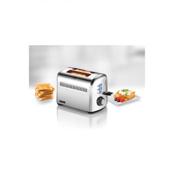 Unold 38326 2er Retro Toaster, 790-950W, Brötchenaufsatz, 7 Röstgrade, auftauen, Edelstahl