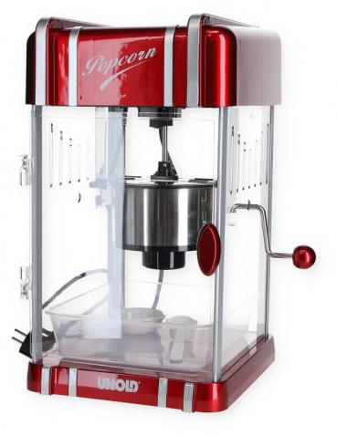 ARDEBO.de Unold 48535 Retro Popcornmaschine, 300W, kurze Aufheizdauer, BPA-frei, Lüftungsschlitze, rot metallic/chrom