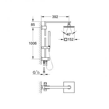 GROHE Euphoria Cube System 152 Duschsystem mit Umstellung, für die Wandmontage, EcoJoy, chrom (27696000)