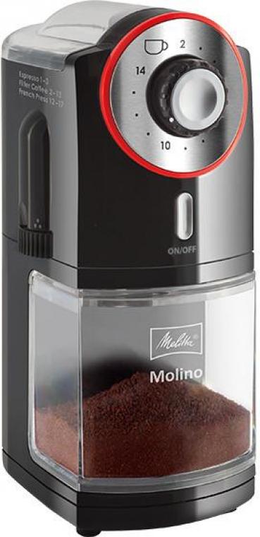 ARDEBO.de Melitta Molino Kaffeemühle, 100 W, 2-14 Tassen, schwarz/rot