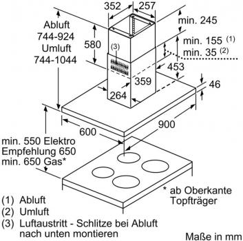 Neff I96BMP5N0 N70 A+ Inselhaube, 90 cm breit, Ab-/ Umluft, TouchControl, Intensivstufe, edelstahl / schwarz