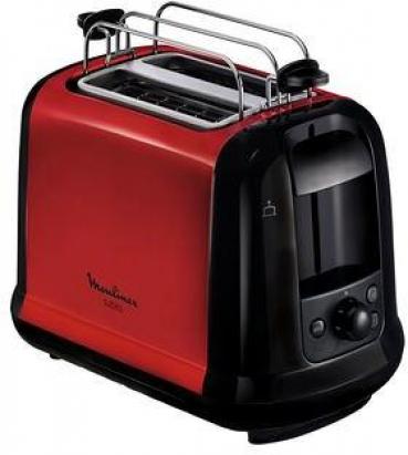 ARDEBO.de Moulinex LT261D Subito 3 2-Scheiben-Toaster, 850 W, Brötchenaufsatz, Auftau-/Aufwärmfunktion, schwarz/weinrot