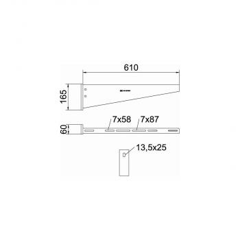 OBO Bettermann AW 55 61 FT Wand- und Stielausleger, mit Kopfplatte, 610mm (6418635)