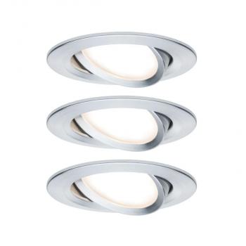 ARDEBO.de Paulmann LED Einbauleuchte Nova Plus Coin Basisset schwenkbar rund 84mm 50° Coin 3x6W 3x470lm 230V dimmbar 2700K, alu gedreht (93903)