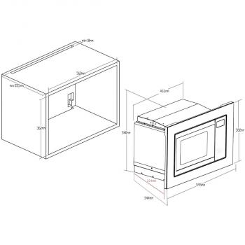 PKM MWMW820-EBM Einbau-Mikrowelle, 800 W, 20 Liter, 6 Stufen, 5 Leistungsstufen, Auftaufunktion, Endsignal, Druckknopf, Drehteller, edelstahl