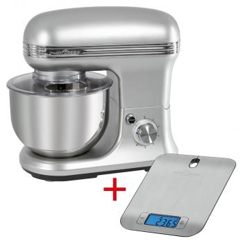 ARDEBO.de ProfiCook PC-KM 1222 W Knetmaschinen-Set, 1200 W, 8 Geschwindigkeitsstufen, Sicherheitsschaltung, Softanlauf, silber/edelstahl (501222)