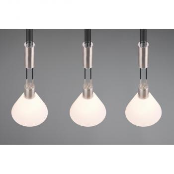 Trio Stanley Pendelleuchte, 40W, 3 x E27, nickel-weiß (319500307)