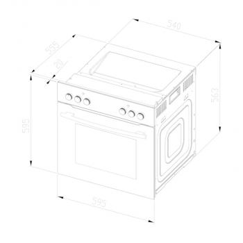 Wolkenstein WMO 80 EEK: A Einbaubackofen, 60 cm breit, 62 L, ECO Funktion, Grillfunktion, Timer, schwarz