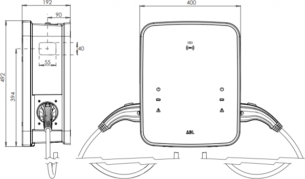 ABL eMH3 22kW Twin Controller+ Wallbox mit Ladekabeln, Typ 2 Kupplung, 32A, OCPP (3W2264)