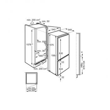 ARDEBO.de AEG OS5S161ES Einbau Kühl-Gefrierkombination, Nischenhöhe 158 cm, 233 L, LowFrost, Schlepptürtechnik, LED Beleuchtung, weiß