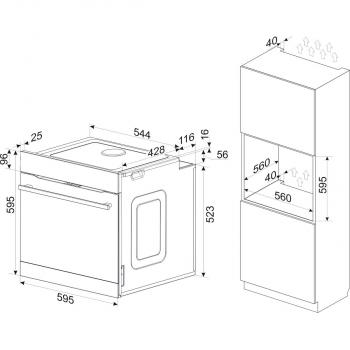 Amica EBPX 945 600 E EEK: A+ XXL Einbaubackofen, 60cm breit, 77L, 3 Pyrolyseprogramme, RapidWarmUp, versenkbare Knebel, Timer, Halogenbeleuchtung, Edelstahl