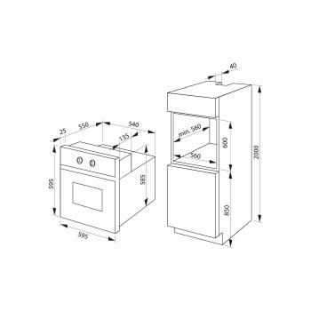 Amica EBP 13624 E EEK: A+ Einbaubackofen, 59,5 cm breit, 65 L, Pyrolyse, SensorControl, Heißluft mit Ringheizkörper, edelstahl