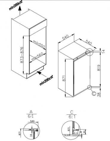 Amica EGS 16173 Einbau-Gefrierschrank, Nischenhöhe: 88 cm, 77 L, Schlepptür, 4 Schubladen, Eiswürfelbehälter, weiß