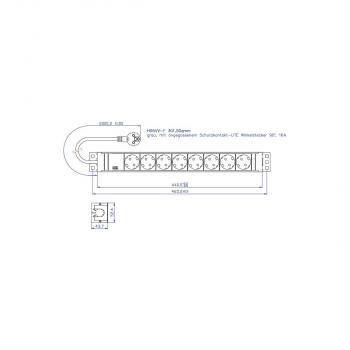 Bachmann Steckdosenleiste, 19Zoll, 8-fach, grau (333.601)