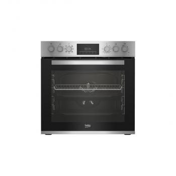 Beko BBUM12321X Einbau Herdset mit Glaskeramikkochfeld, 60cm breit, Restwärmeanzeige, Versenkbare Knebel, Booster-Funktion, SteamShine, Edelstahl/Schwarz