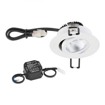 ARDEBO.de EVN LED Deckeneinbauleuchte Rund - schwenkbar (STL) IP20 - 220-240V inkl. Netzgerät, 6W, 620lm, 3000K, weiß (PC20N60102)