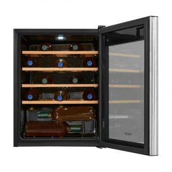 Exquisit WS1-24-GTE-030G Stand-Weinkühlschrank, 48 cm breit, 24 Standardweinflaschen, Isolierglastür, Temperatureinstellung, schwarz (PV)