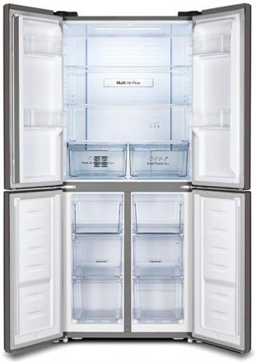 Hisense RQ515N4AC2 Multi Door Side-by-Side Kühl-/Gefrierkombination, 79,4cm breit, 427l, NoFrost, Edelstahl-Look