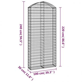 Gabione mit Hochbogen 100x30x220/240 cm Verzinktes Eisen