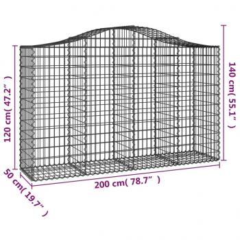 Gabionen mit Hochbogen 3 Stk. 200x50x120/140cm Verzinktes Eisen