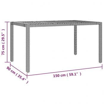 Gartentisch mit Holzplatte Grau Poly Rattan & Massivholz Akazie