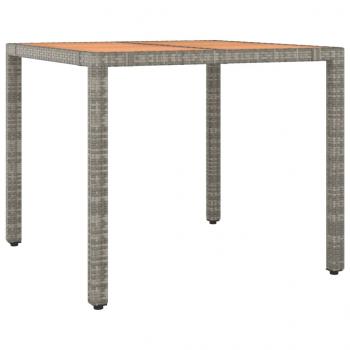 Gartentisch mit Holzplatte Grau Poly Rattan & Massivholz Akazie