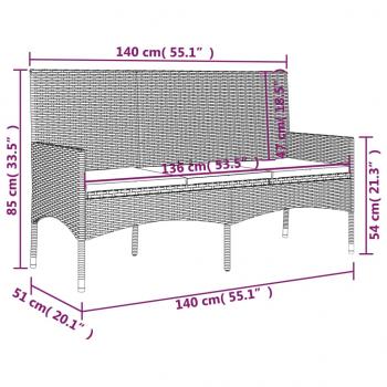 4-tlg. Garten-Lounge-Set mit Kissen Schwarz Poly Rattan