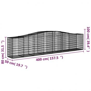 Gabionen mit Hochbogen 6 Stk. 400x50x80/100cm Verzinktes Eisen