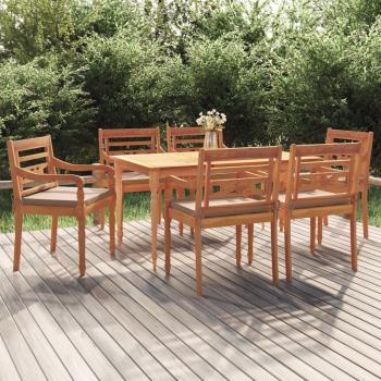 ARDEBO.de - 7-tlg. Garten-Essgruppe mit Kissen Massivholz Teak